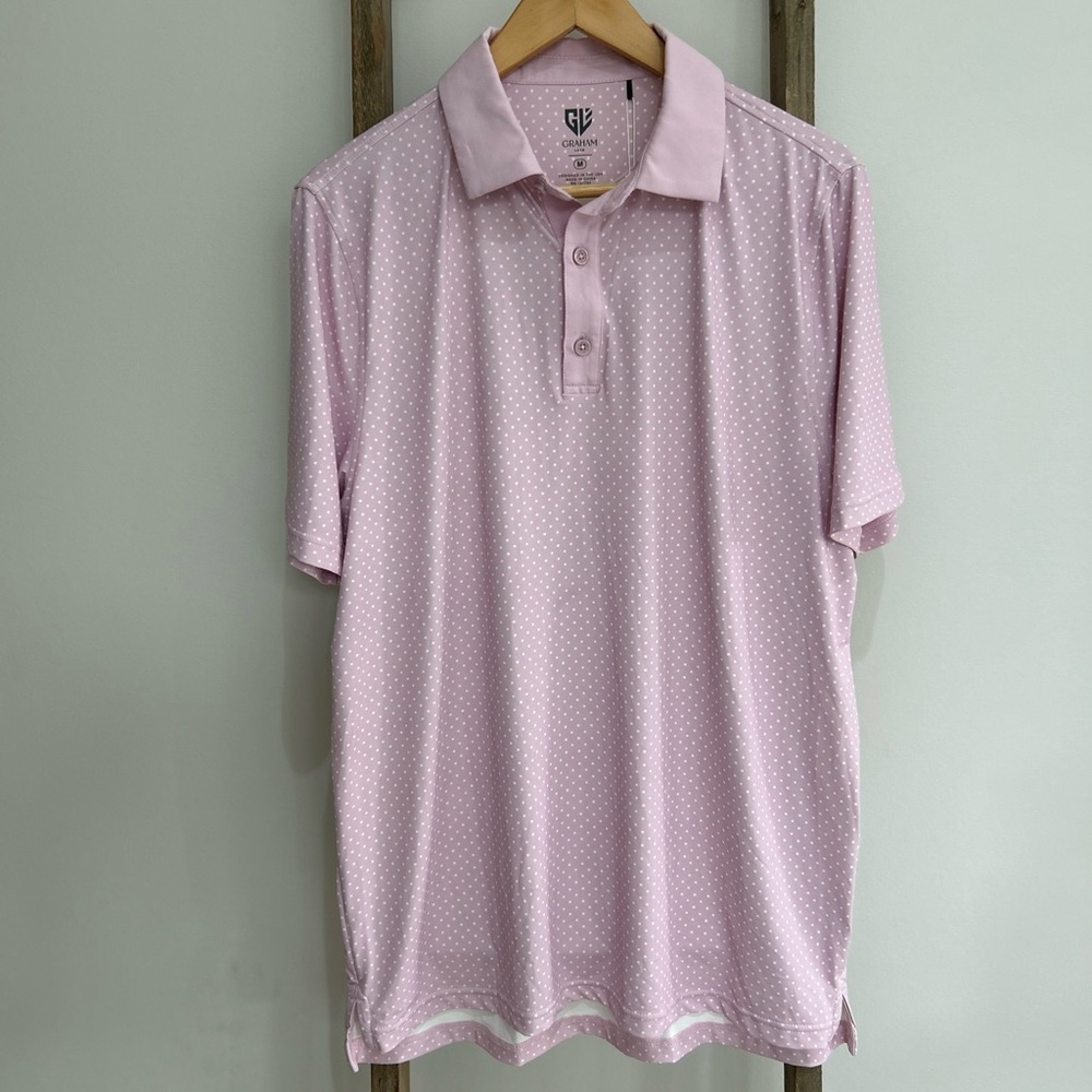 Graham Luxe Lennox Golf Polo Short Sleeve Berry Pink Men’s Size M NWT